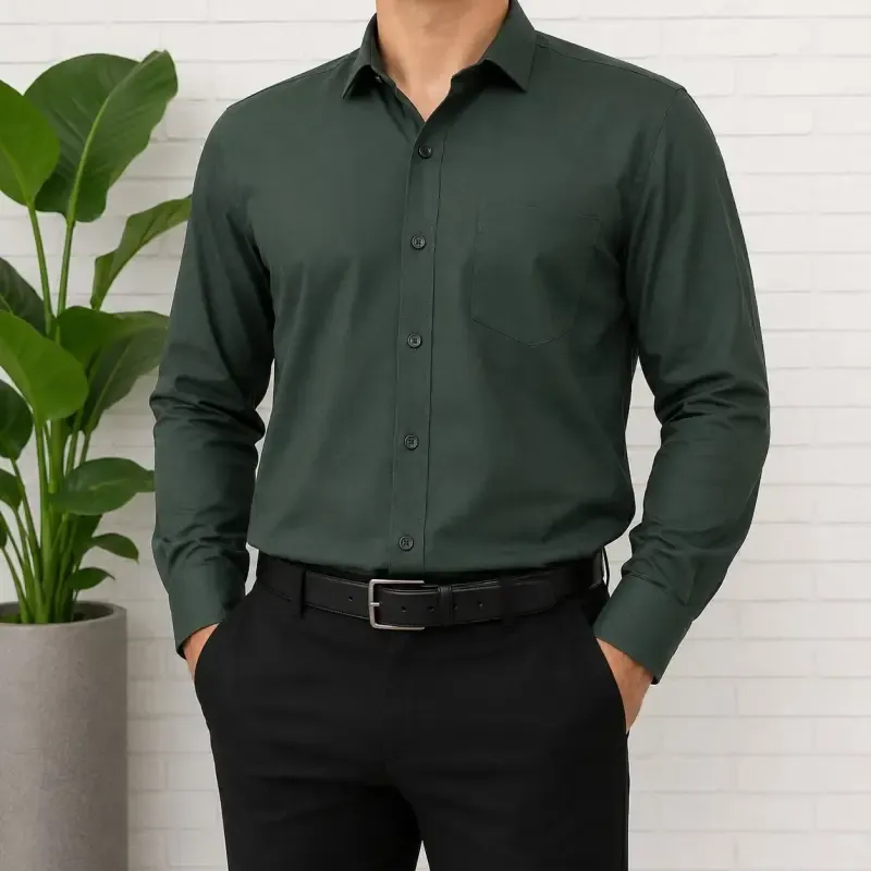 پیراهن آستین بلند مردانه پارچه کجراه و سوزنی نخی سایز L تا 2XL