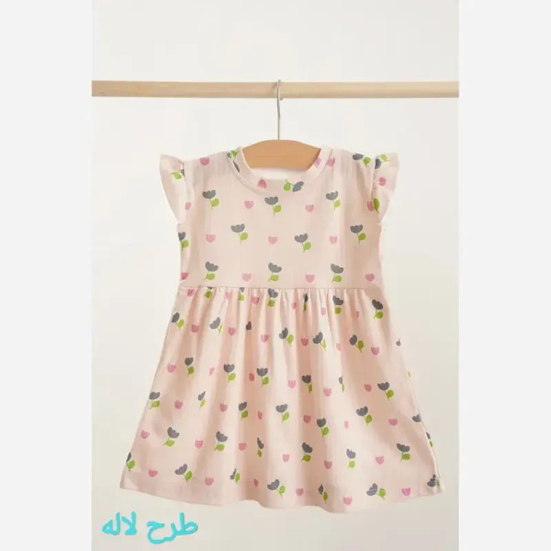 سارافون تابستانه دخترانه نخ پنبه طرحدار مناسب 2 تا 8 سال